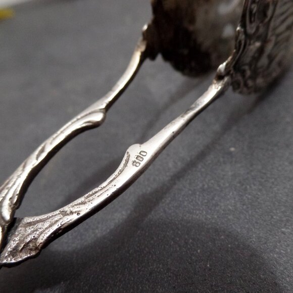 Vintage 800 Silver Serving Scissor Tong Pastry Server - Picture 12 of 15